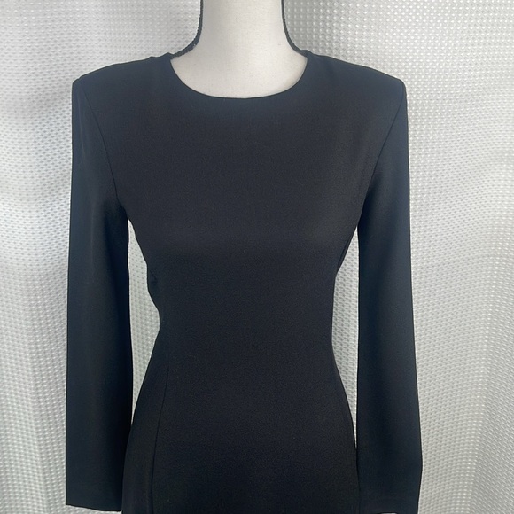 The Row Long Sleeve Sheath Dress Cocktail Classic Black LBD Sz 4 - Picture 2 of 7
